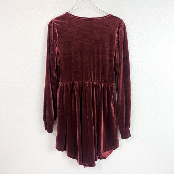 Cider Burgundy/Wine Velvet V Neck Dress Size XL - Picture 4 of 7